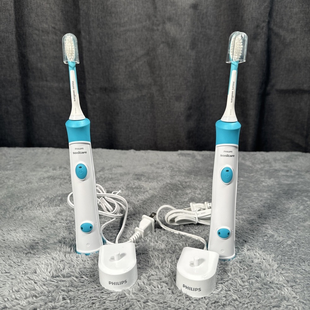 (2) Philips Sonicare Blue Kids Electric Toothbrushes HX6042/94 Brushes NWOB